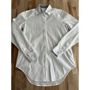 XACUS Women's Collared Long Sleeve Button Down Shirt Cotton Stretch White 38, M